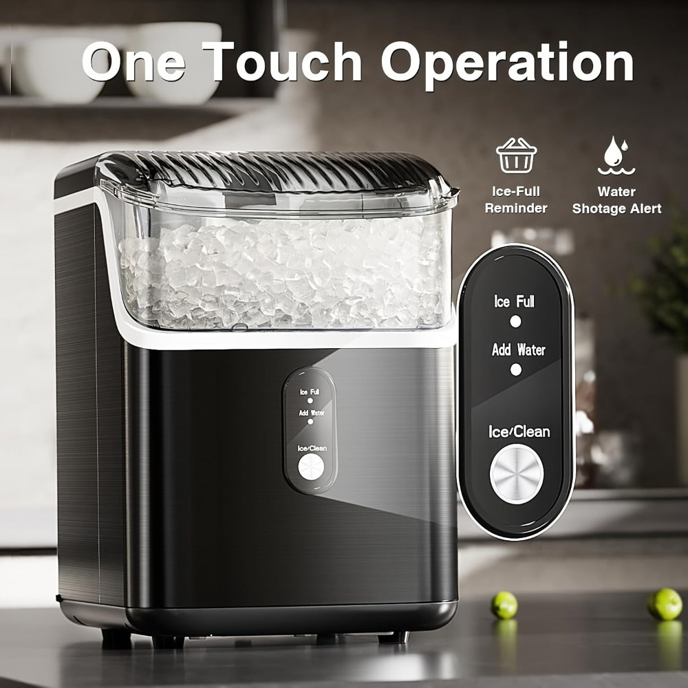 Countertop Nugget Ice Maker in 24hrs, Self-Cleaning Portable Ice Machine with Ice Scoop & Basket