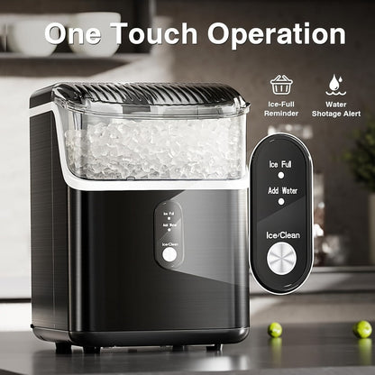 Countertop Nugget Ice Maker in 24hrs, Self-Cleaning Portable Ice Machine with Ice Scoop & Basket