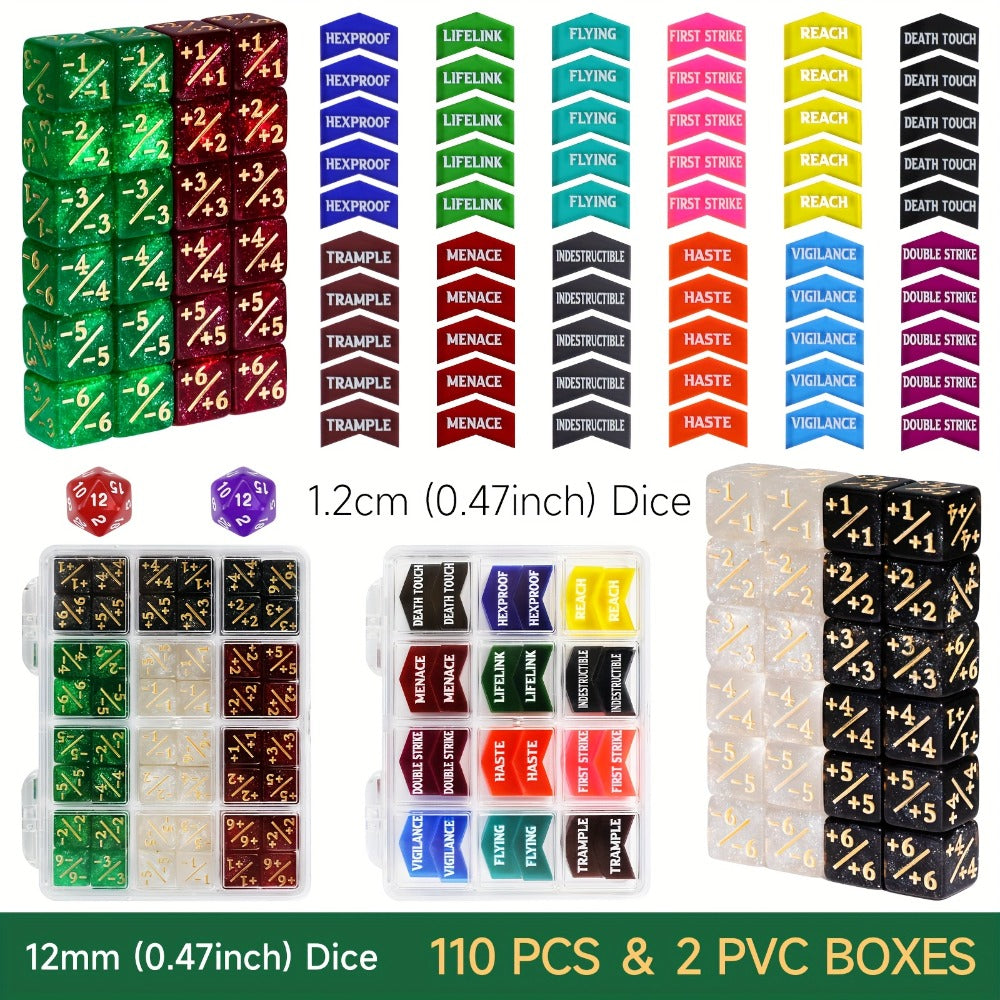 MTG Counter Dice Set 110pcs with the Listed Color, Size or Set Options for Everyday Use, with the Listed Configuration