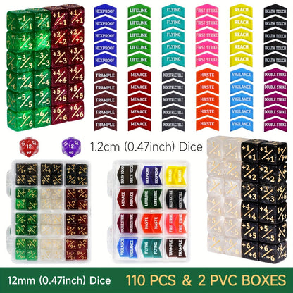 MTG Counter Dice Set 110pcs with the Listed Color, Size or Set Options for Everyday Use, with the Listed Configuration