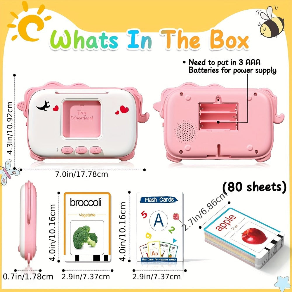 Talking Flashcard Machine for Toddlers 160 Words with the Listed Color, Size or Set Options for Everyday Use