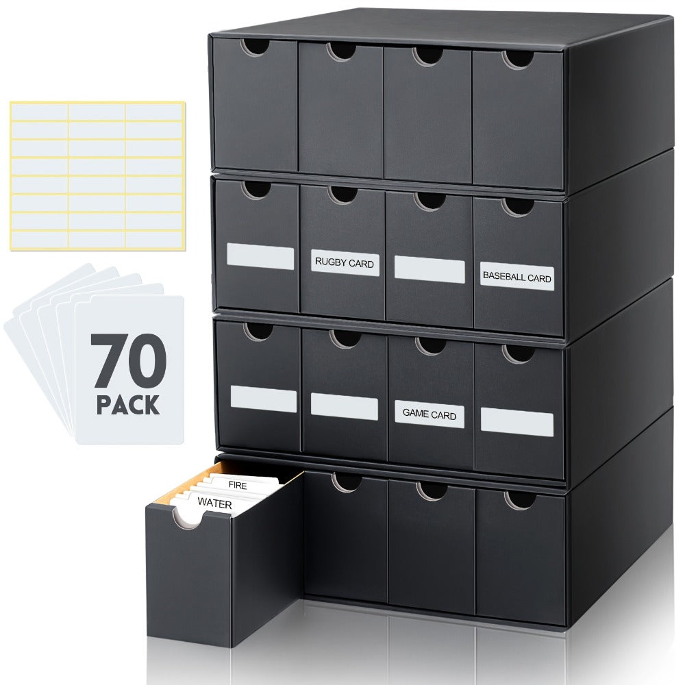 8000 Card Storage Box 4-Row Cardboard Organizer with Dividers & Label Stickers – Large Trading Card Box for TCG MTG Pokemon Sports Cards |