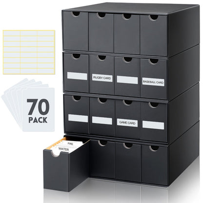 8000 Card Storage Box 4-Row Cardboard Organizer with Dividers & Label Stickers – Large Trading Card Box for TCG MTG Pokemon Sports Cards |