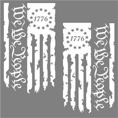 We the People 1776 Flag Vinyl Decal Pair in Black, Red or White for Tailgates and Vehicle Windows