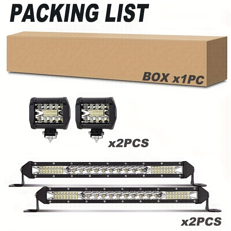 LED Work Light Bar Kit for Off-Road Truck Jeep SUV ATV UTV Tractor, 12-24V 2000-3000LM Combo 22in 10in + 4in Spot Flood Lights