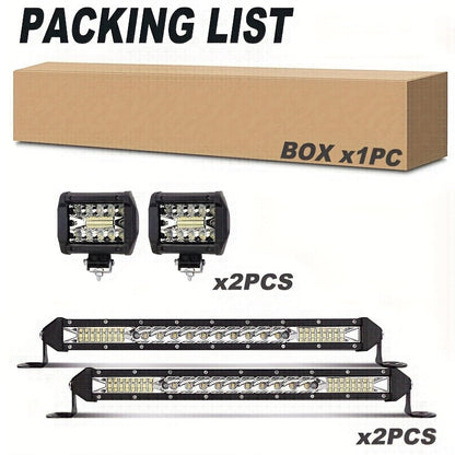 LED Work Light Bar Kit for Off-Road Truck Jeep SUV ATV UTV Tractor, 12-24V 2000-3000LM Combo 22in 10in + 4in Spot Flood Lights
