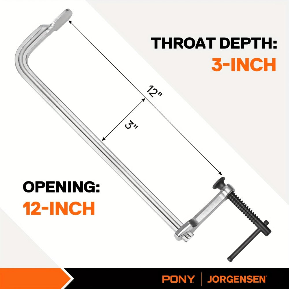 Bar Clamps 12 Inch 2-Pack, Jorgensen Light-Duty Drop Forged Steel Clamps for Woodworking, Welding & DIY Projects