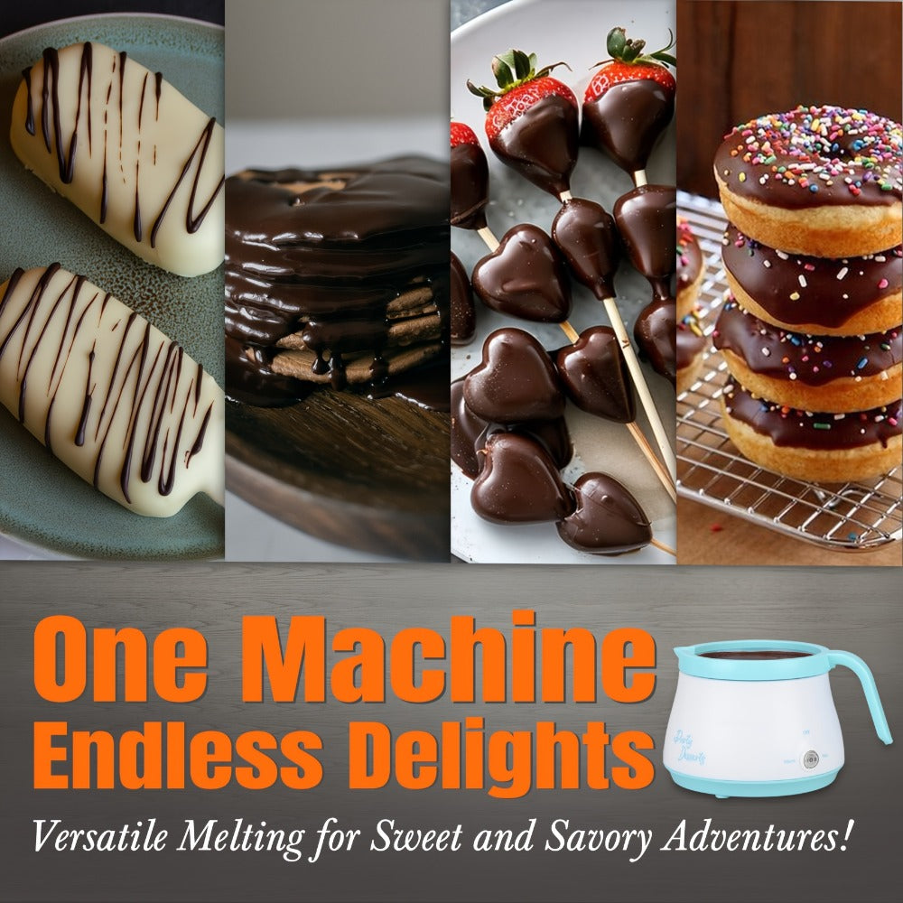 Electric Fondue Pot Chocolate Melting Pot with 2 Pots for Candy & Chocolate - 2.5 Cup, Non-Stick Dual Melting Pots for Cake Pops
