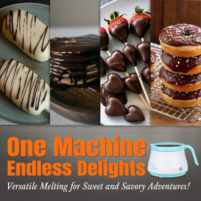 Electric Fondue Pot Chocolate Melting Pot with 2 Pots for Candy & Chocolate - 2.5 Cup, Non-Stick Dual Melting Pots for Cake Pops