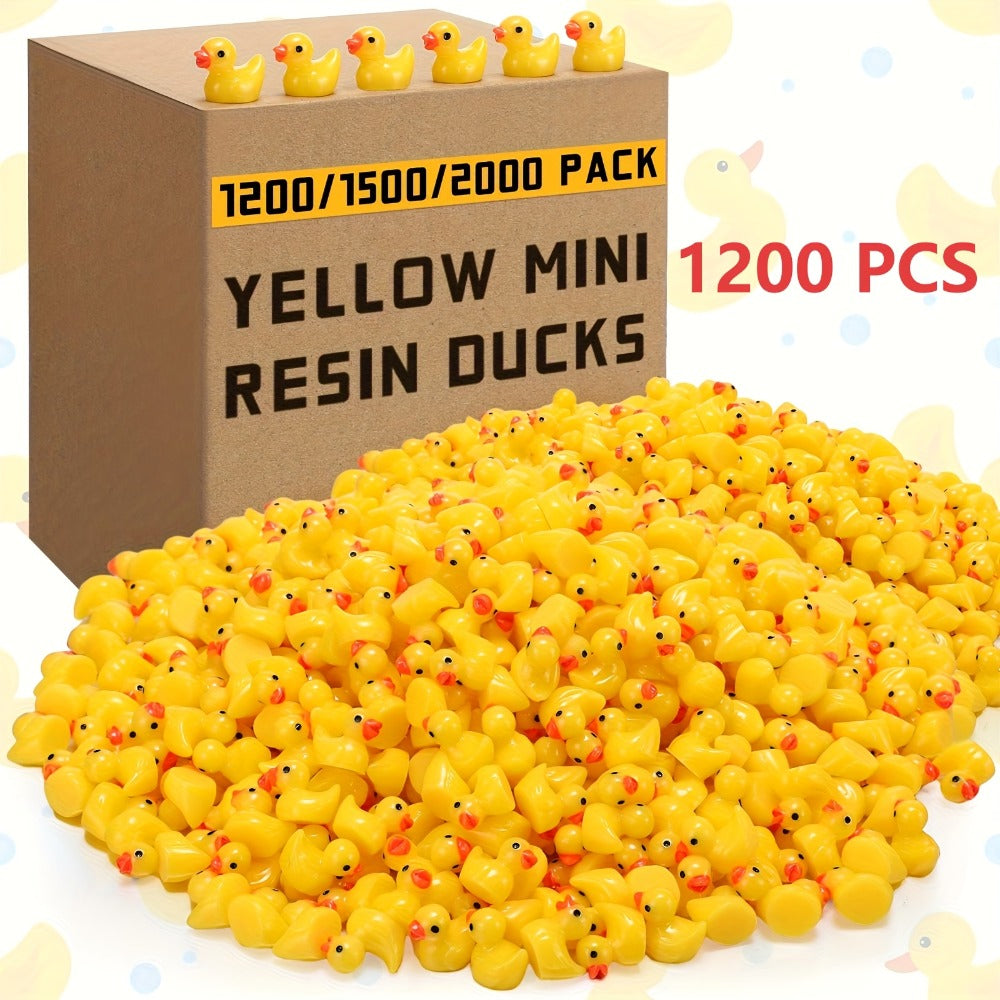 Mini Rubber Ducks Bulk 1200pcs, Tiny Yellow Resin Duck Figures for Hide & Seek Prank, Cruise Ship Duck
