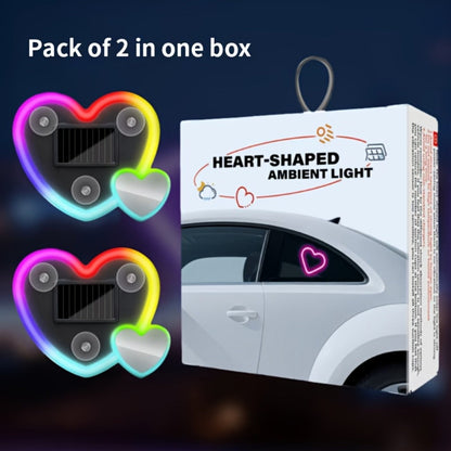 Car Interior Neon Heart Lights Solar USB Rechargeable 5 Lighting Modes Vibration-Sensing Auto On/Off Dashboard Decoration for Cars Trucks