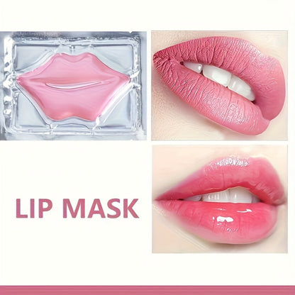 Fifteen Individually Wrapped Pink Lip-Shaped Gel Patches in Clear Rectangular Sachets with 15-Piece Count