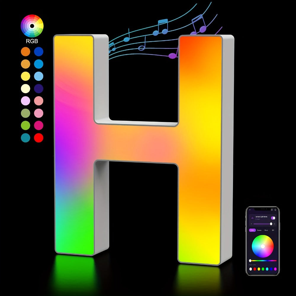 LED Letter Lights Music Sync – Colorful Flashing Marquee Alphabet Lights for Room Decor, Party, Bedroom, Festival & Camping