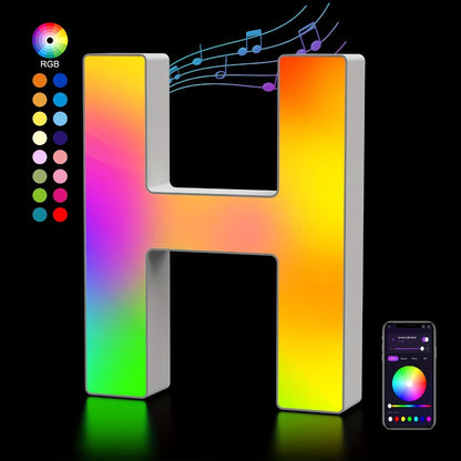 LED Letter Lights Music Sync – Colorful Flashing Marquee Alphabet Lights for Room Decor, Party, Bedroom, Festival & Camping