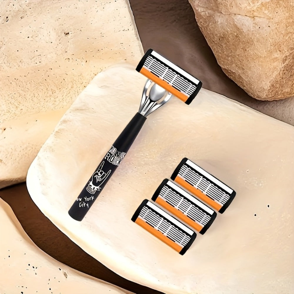 Safety Razor Kit 2 Handles 72 Double Edge Replacement Blades – Classic Wet Shaving Razor Set with Non-Slip Ergonomic Grip for Close Clean