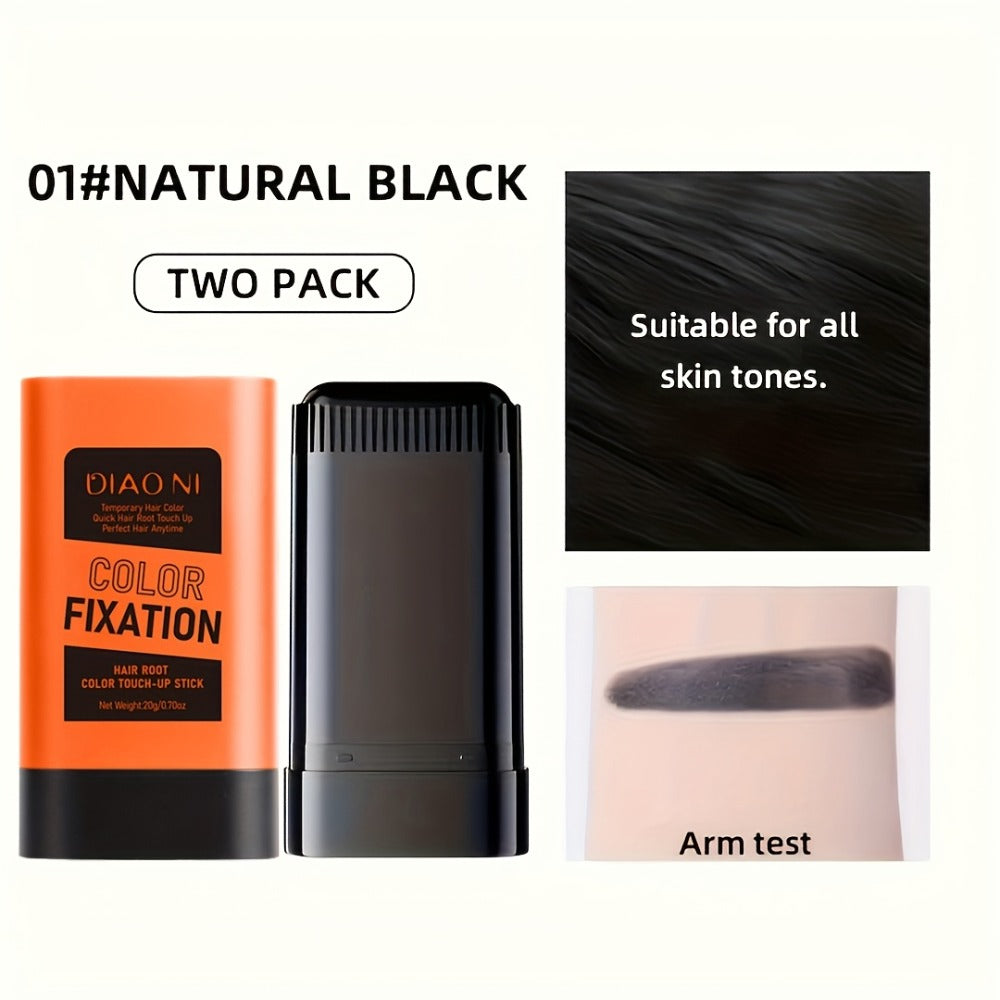 Portable Gray Root Cover Stick 2pcs, Disposable Hair Root Touch-Up with Plant-Based Squalane, Instant Gray Coverage