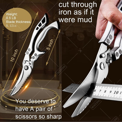 Kitchen Knife Set 8-Piece 5Cr15MoV Stainless Steel with Hammered Blades, Wood-Style Handles and Shears Options