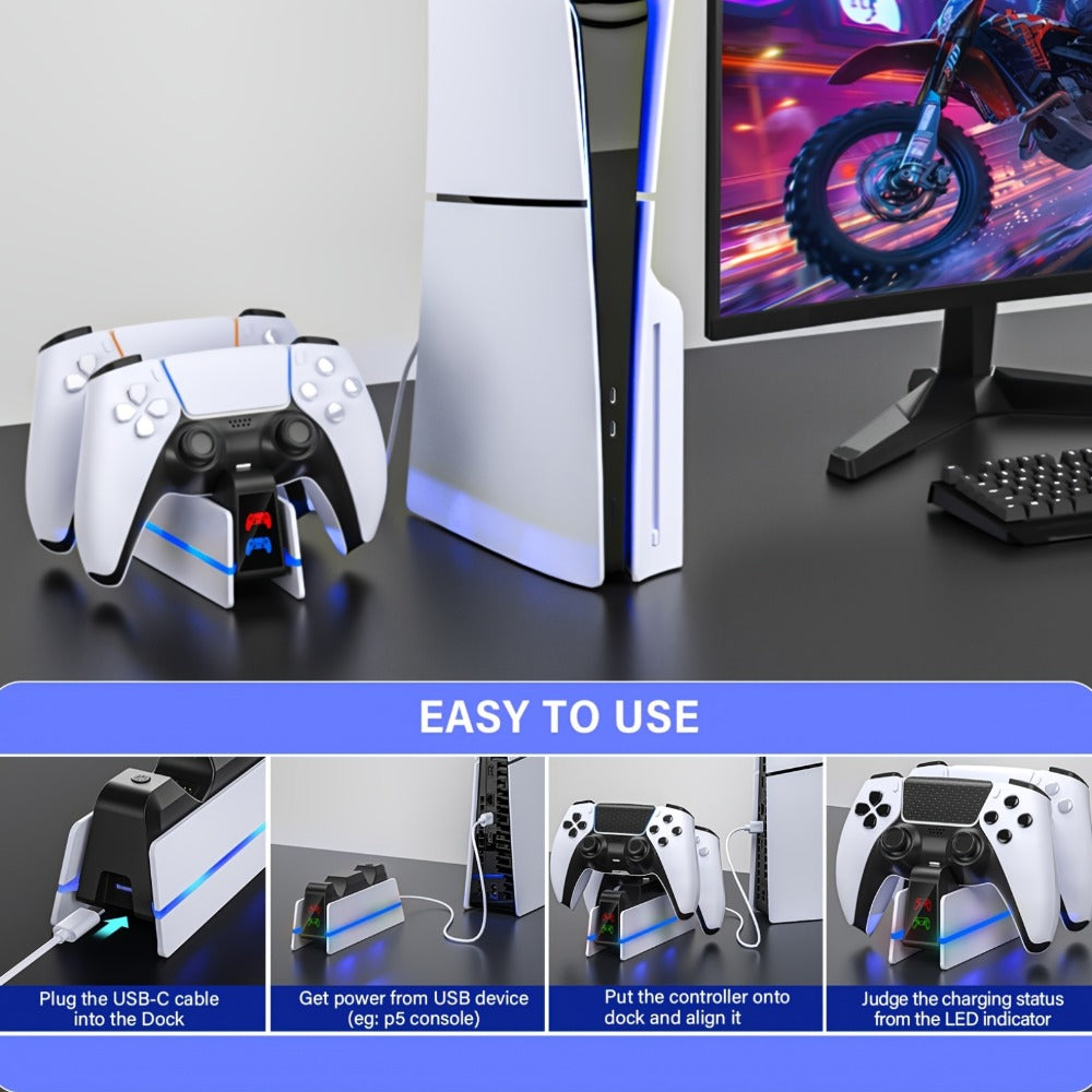 PS5 Controller Charging Station 9-Color LED Light Fast Charging Dock for DualSense & DualSense for an Everyday Personal Care Routine