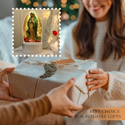 Guadalupe Prayer Light with White LED & Switch Control - Virgin Mary Night Light for Entryways, Bedrooms and Living Spaces