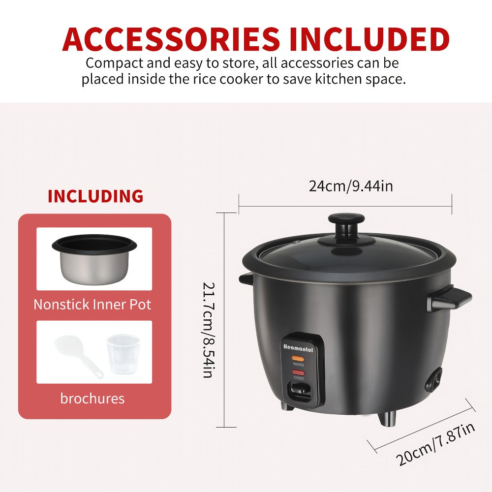 Rice Cooker & Yogurt Maker 1.5Qt, 6-Cup Non-Stick Electric Rice Cooker with Auto Keep, One-Touch