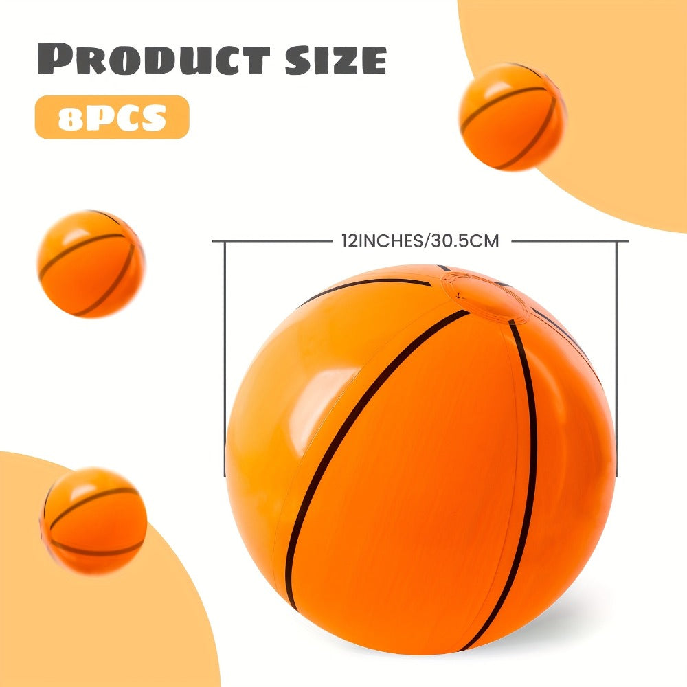 Inflatable Basketball Beach Ball 8 Pack 12 Inch for Birthday Party Decorations Pool Favors Goodie Bag Stuffers