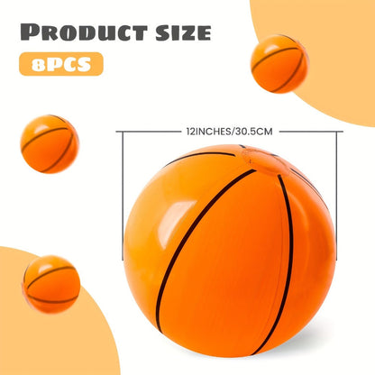 Inflatable Basketball Beach Ball 8 Pack 12 Inch for Birthday Party Decorations Pool Favors Goodie Bag Stuffers