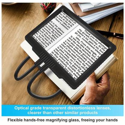 Hands-Free Magnifying Glass 5X Full Page, Flexible Gooseneck Neck-Worn Reading Magnifier for Seniors, Large Page Magnifier for Reading