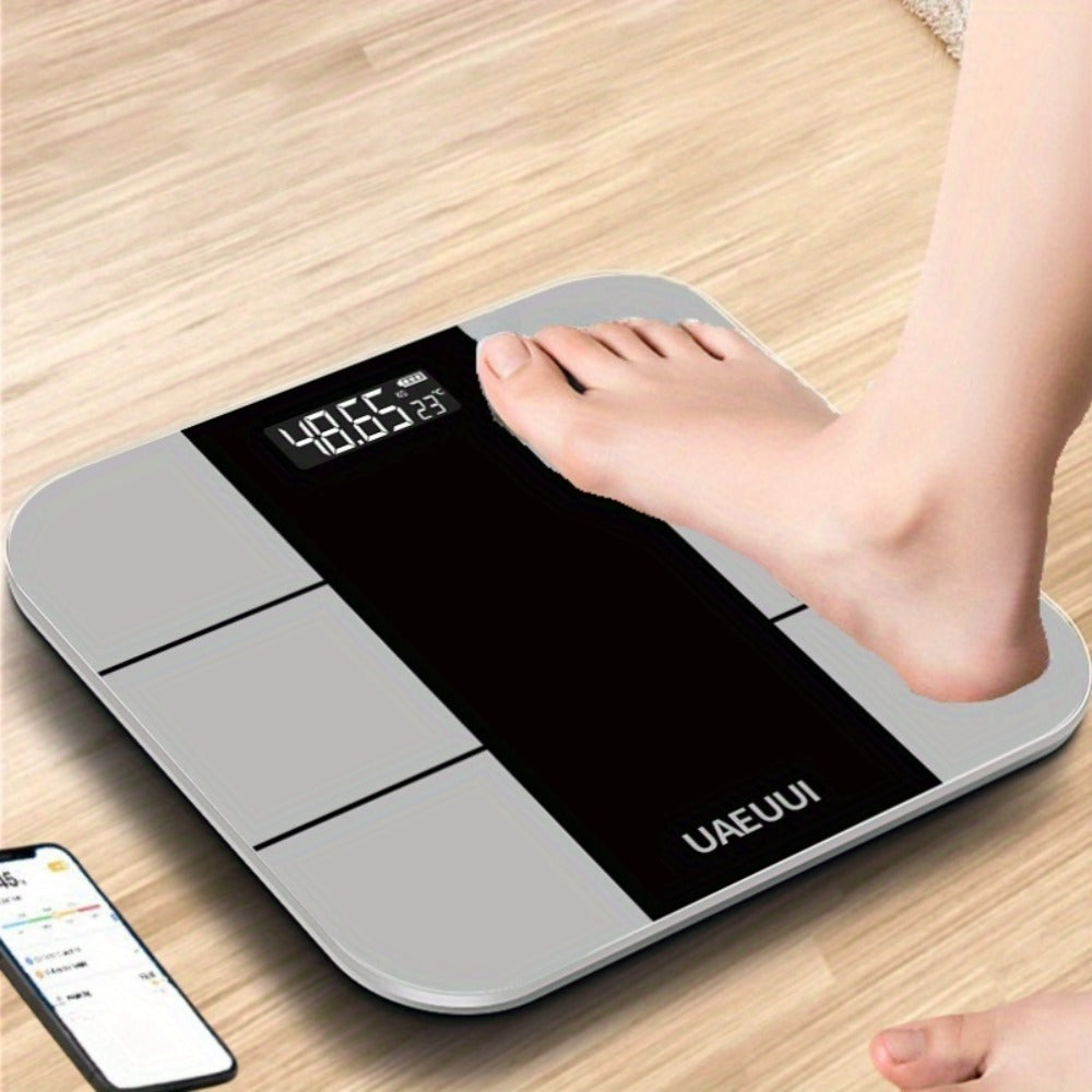 Gray Digital Bathroom Scale with Eight Metallic Electrode Panels and Top Display, Single Style
