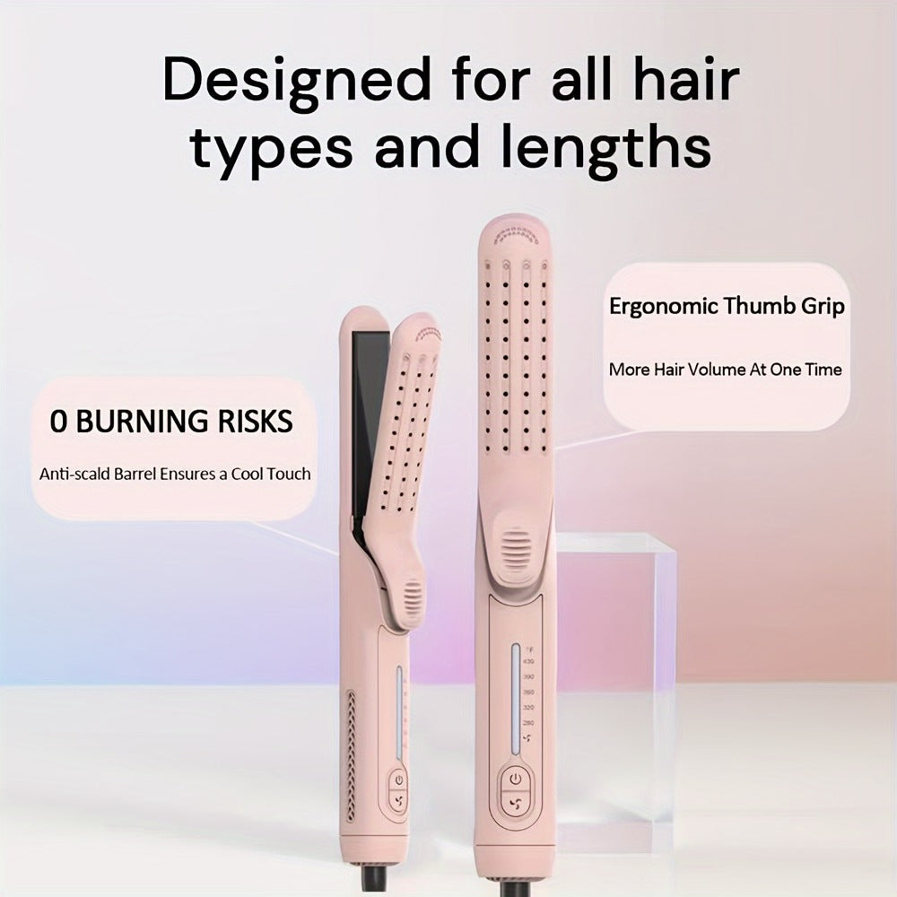 Two-in-One Airflow Hair Styler with Curved Plates, Five Temperature Settings and Pink or Black Finish