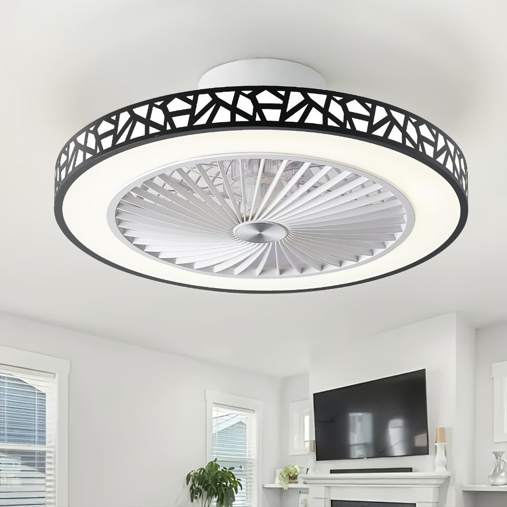 Flush Mount Ceiling Fan with Light and Remote 19 Inch, Low Profile LED Ceiling Fan 6 Wind Speeds Reversible Motor