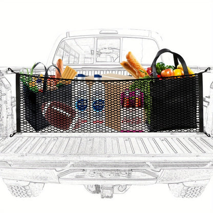 Truck Bed Cargo Net Elastic Mesh Organizer with Hooks Heavy Duty Bungee Net for Pickup Truck Bed Cargo Management Grocery Storage Secure