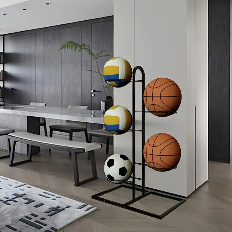 Basketball Storage Rack 3 4 5 Layer | Sports Ball Display Stand for Basketball Football Volleyball | Freestanding Ball Holder Organizer