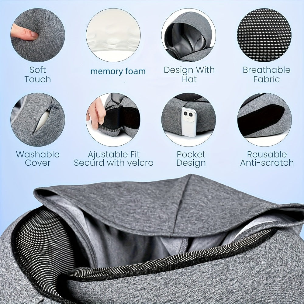 Travel Neck Pillow U-Shaped Memory Foam Cervical Support Pillow for Airplane, Car & Hotel – Portable & Ergonomic