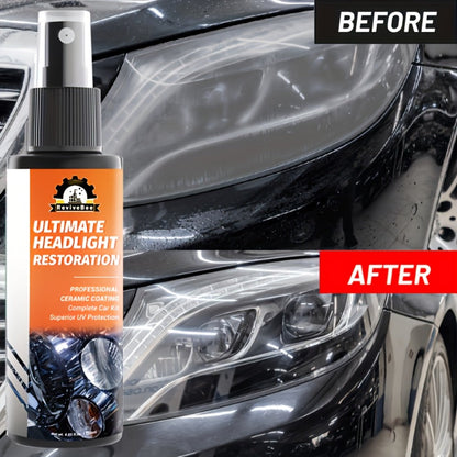 Car Headlight Polish Spray Bottle with Sponge Applicator for Manual Lens Surface Cleaning and Buffing