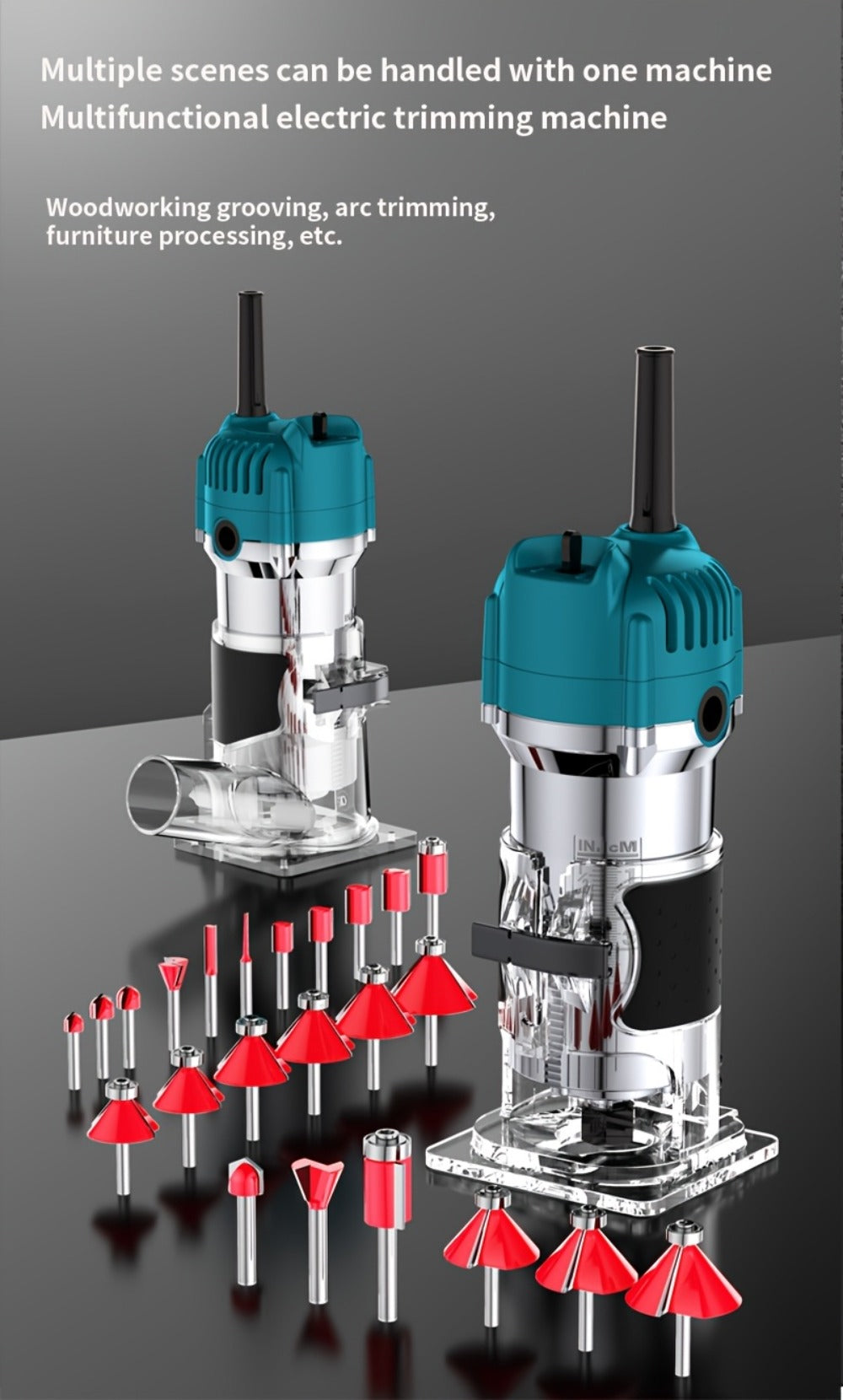 Power Tools Shi Tu Electric Wood Router and Edge Trimmer with Adjustable Speed and Accessory Bundle Options