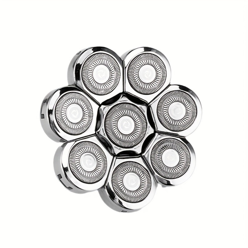 Nine-Head Rotary Electric Shaver Kit with Four Grooming Attachments, LED Display and Silver Finish
