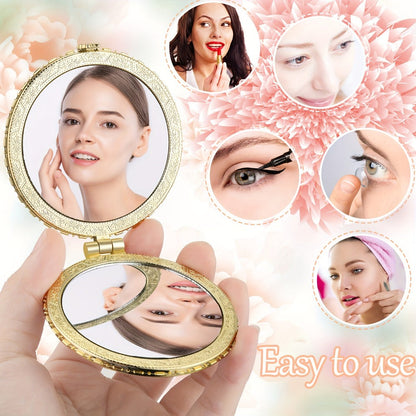 48-Piece Floral Folding Compact Mirror Set with Assorted Prints and 1X/3X Dual-View Mirrors