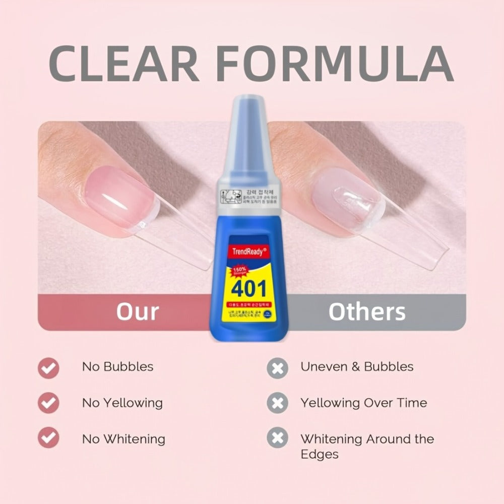 Waterproof Nail Adhesive Tabs with Nail Stickers 0.85oz Dropper Tip Bottle – Extra Strong Alcohol-Free Quick Release Long Wearing Salon