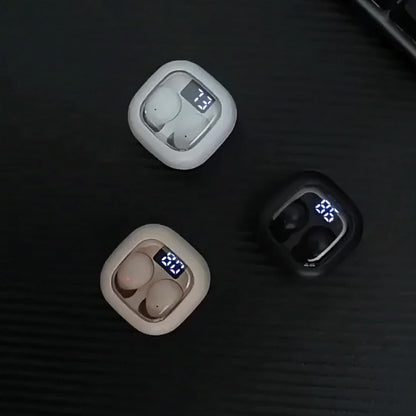 Wireless Earbuds MSHUKCOE Ultra-Thin Sleep and Game Modes with Compact Case in Khaki or White