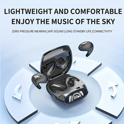 Ultra-Thin Bluetooth 5.3 Sleep Earbuds with Digital Charging Case in Black, Khaki or White