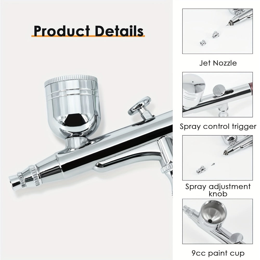 Airbrush Kit Dual-Action Gravity Feed – 0.3mm & 0.5mm Needle Sets, 7cc 20cc 40cc Cups, Complete Air Brush Gun Set for Nails, Makeup