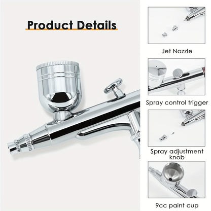 Airbrush Kit Dual-Action Gravity Feed – 0.3mm & 0.5mm Needle Sets, 7cc 20cc 40cc Cups, Complete Air Brush Gun Set for Nails, Makeup