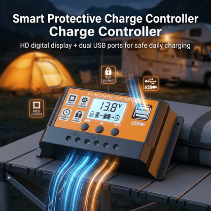 Solar Panel Kit with Charge Controller, Extension Cord & Battery Clamps – Universal Off-Grid Power for RV, Boat, Motorcycle