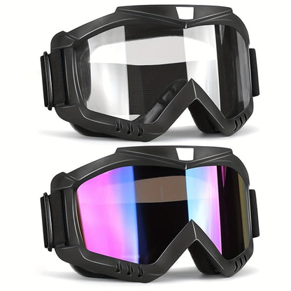 Two-Piece Black-Frame Ski Goggle Sets in Three Colorful, Gray and Transparent Lens Pairings