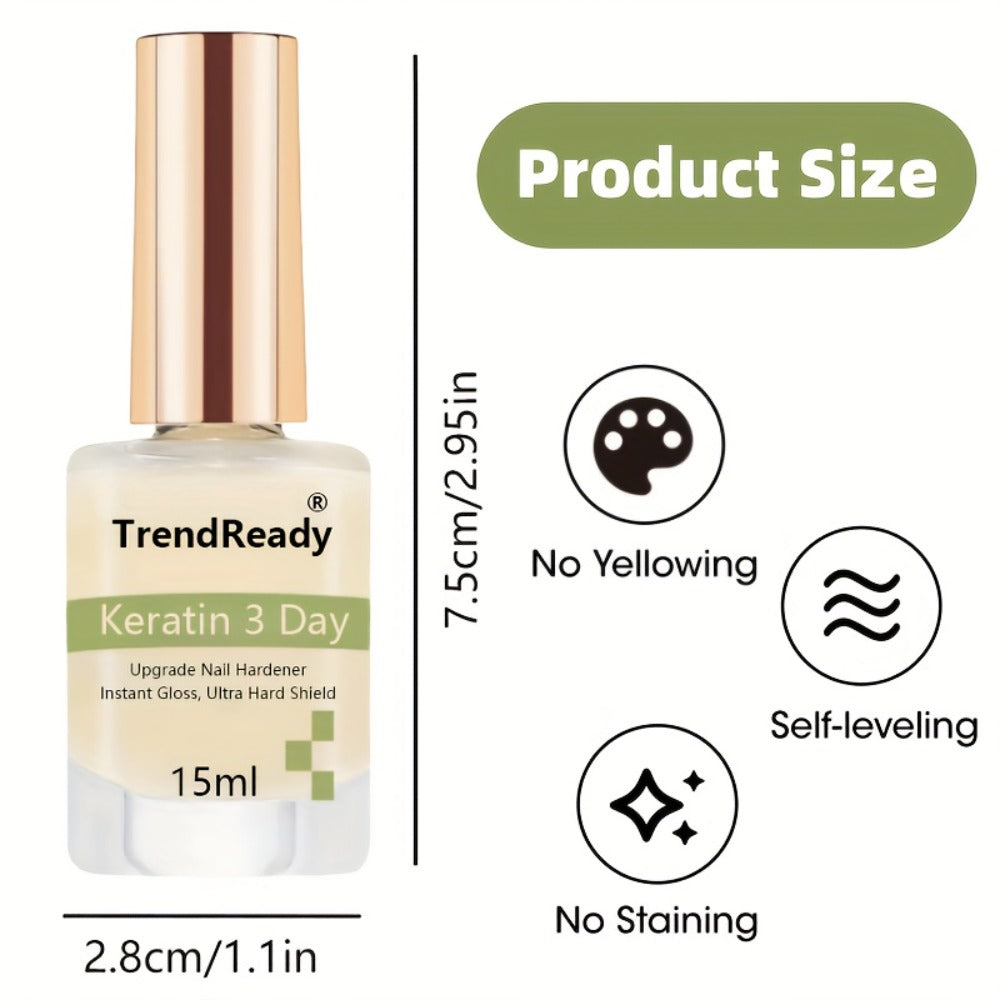 Nail Hardener 2 Bottles Extra Strong & Jelly Nude – Keratin Ridge Filler Base Coat for Weak Damaged Brittle Nails