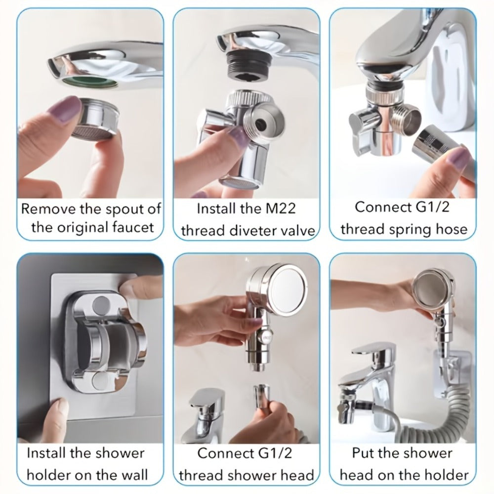 Faucet Extender Pull-Out Retractable Showerhead for Washbasin - Hot & Cold Compatible Hair Washing Sink Sprayer