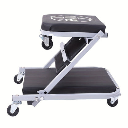 Mechanic Creeper Seat 3-in-1 Heavy Duty 36" – Folding Crawler with Adjustable Z-Seat, 6 Lockable Casters, 350–650 lb Capacity for Auto
