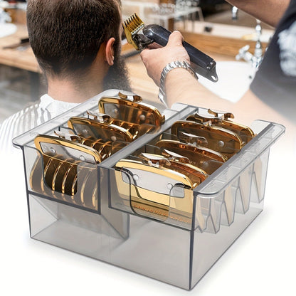 Barber Tool Organizer 8-Slot Clear Plastic Storage Box for Hair Clippers Scissors & Grooming Accessories – Transparent Salon Organizer