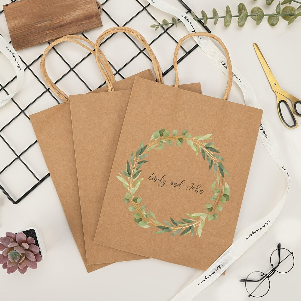Gift Bag Set Large Brown Kraft Paper, 100 Bags with Twisted Handles, 112G Paper and 10 x 5 x 13 Inch Size