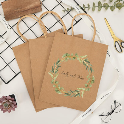 Gift Bag Set Large Brown Kraft Paper, 100 Bags with Twisted Handles, 112G Paper and 10 x 5 x 13 Inch Size